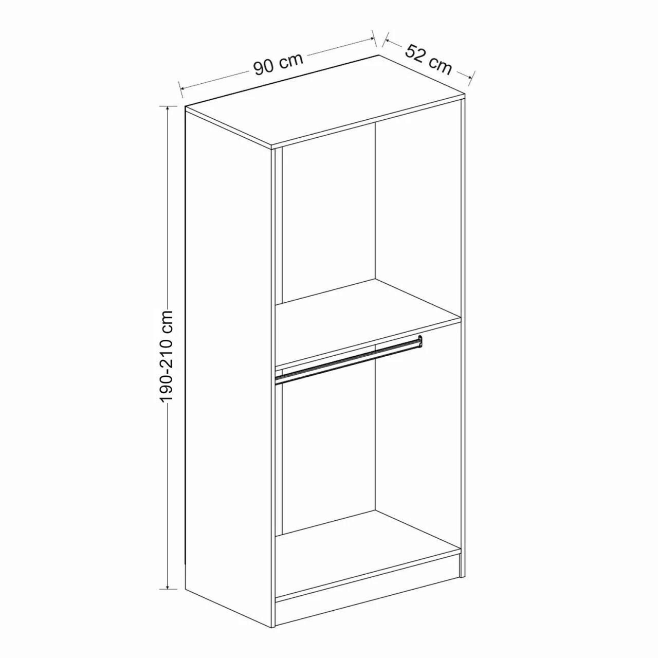 Dulap pentru haine, Minerva, Kale Chain Mirror White, 90x210x52 cm, PAL, Alb