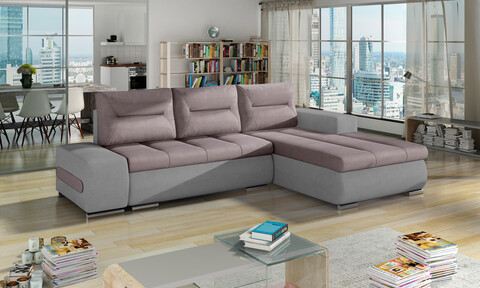 Coltar extensibil dreapta 4 locuri ELTAP, Ov34, Ottavio, 275x180x85 cm, lemn/poliester, roz/gri inchis