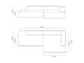 Coltar modular dreapta 4 locuri, Nuria-88, Micadoni Home, 312x147x72 cm, catifea, negru