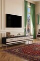 Comoda TV, Hanah Home, Ilay, 180x41x30 cm, Antracit / Travertin / Argint