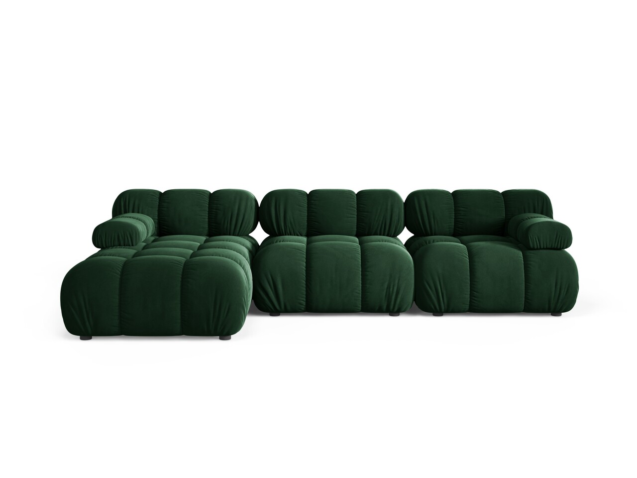 Coltar modular stanga 4 locuri Bellis-51 Micadoni Home 282x155x70 cm catifea verde bottle