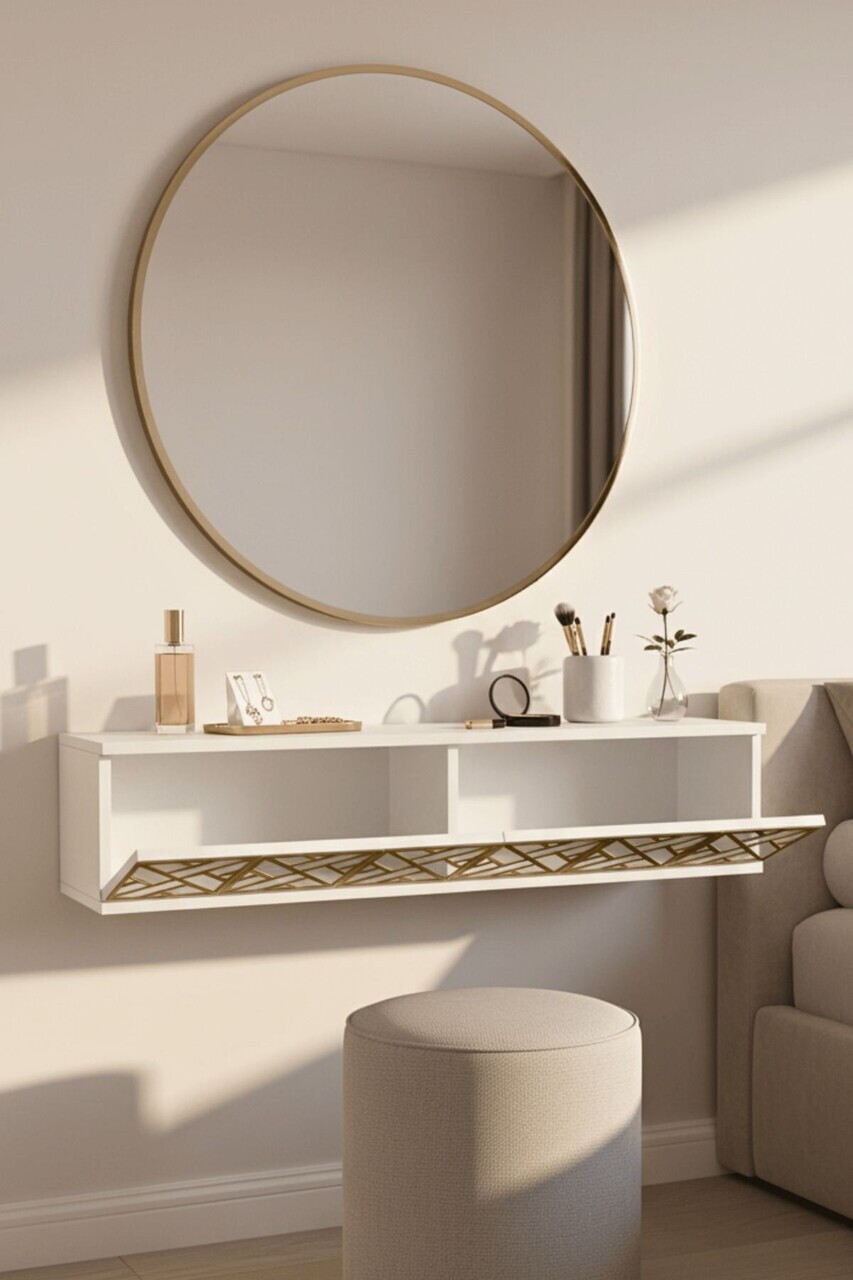 Dulap, Hanah Home, Arex 120, 120x25.5x29.6 cm, Alb/Auriu — imaginea 3