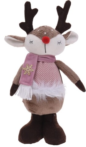 Decoratiune reindeer w snowflake, 13x9x34 cm, poliester, multicolor