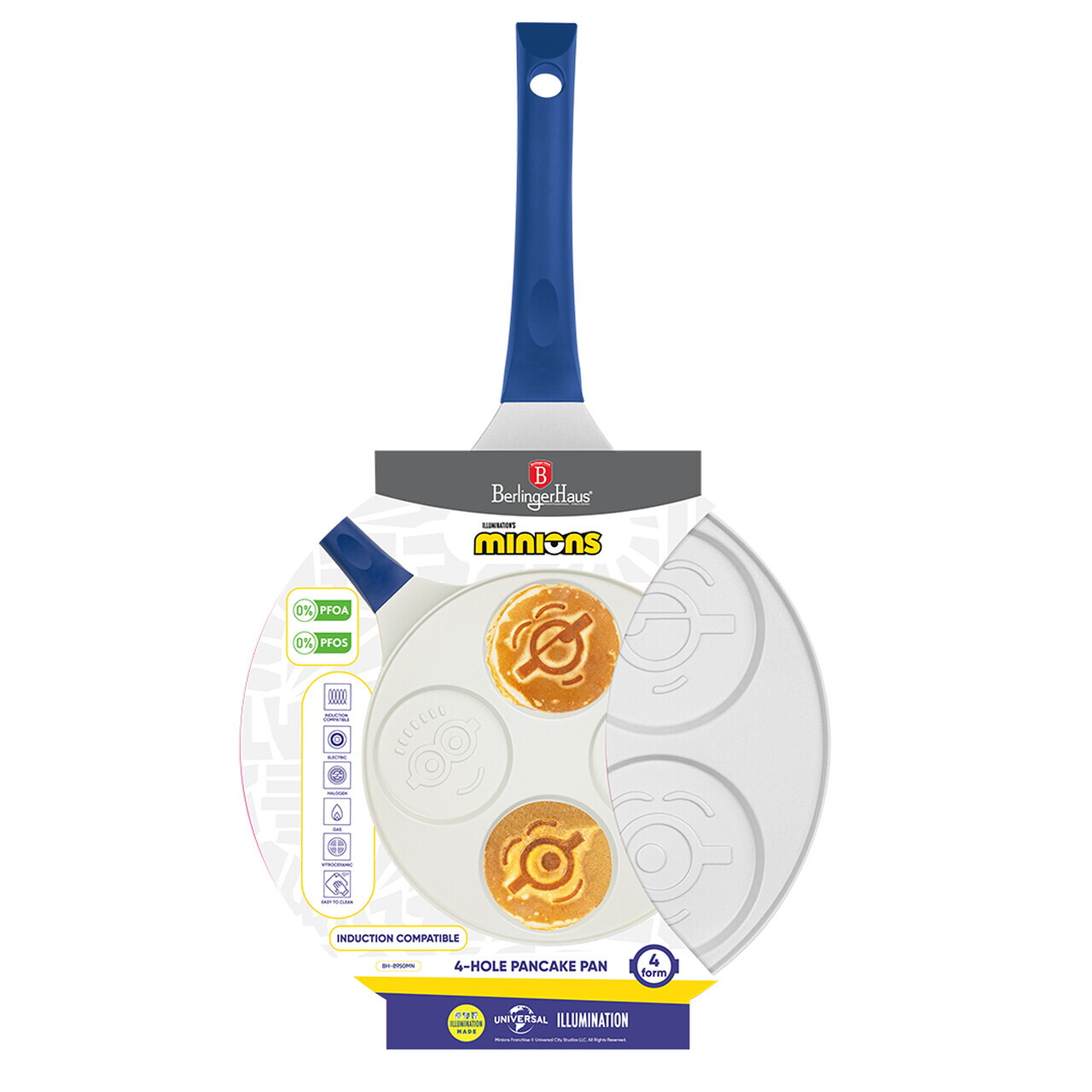 Tigaie pentru clatite, 4 forme Berlinger, Minions Collection, 26 cm, aluminiu turnat, galben/albastru - view 6