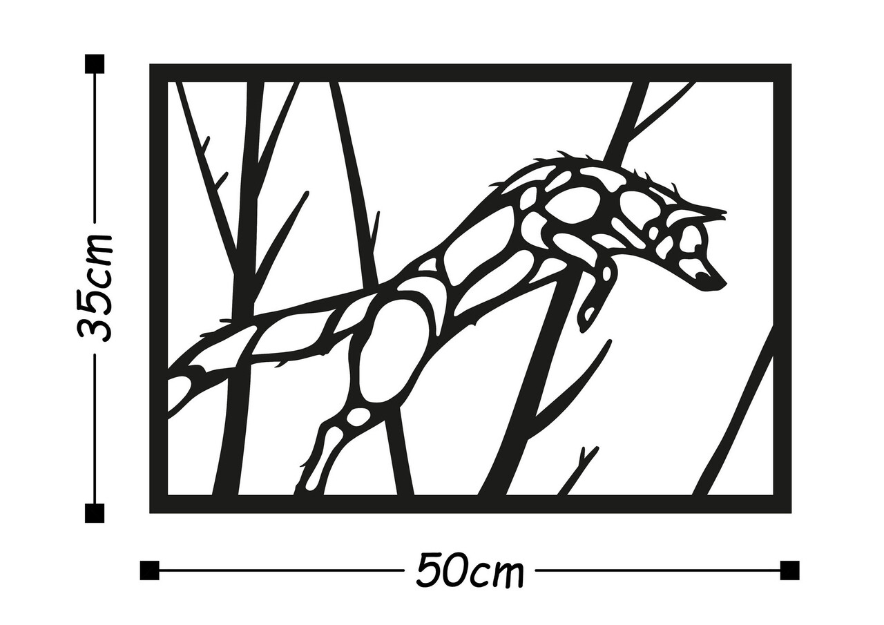 Decoratiune de perete, Wolf, Metal, Dimensiune: 50 x 35 cm, Negru