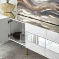 Comoda TV, Neostill, Leon, 180x59x35 cm, PAL, Alb/Auriu