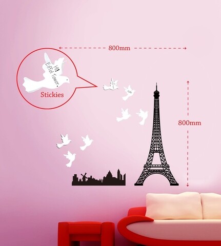 Sticker decorativ cu notite adezive Eiffel Post it , Mauro Ferretti, 80×80 cm, plastic
