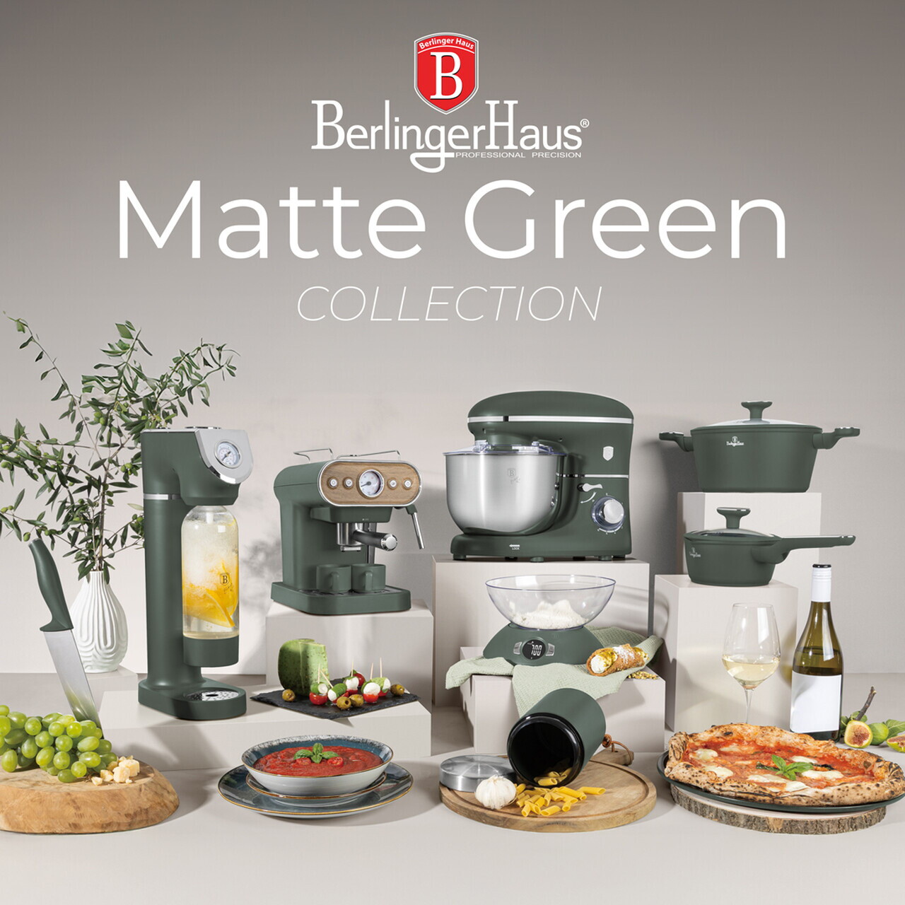 Oala cu capac Berlinger Haus, Matte Green, 20 cm, 2.5 L, aluminiu forjat, verde mat - imagine 17