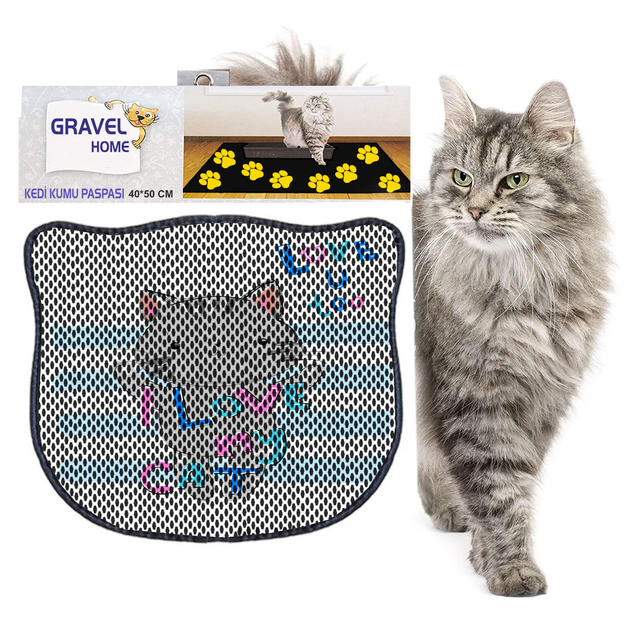 Covoras litiera pentru colectarea granulelor de nisip, Paws &amp; Whiskers, Kdkafa0209, 50% PVC/50% poliester, Multicolor - view 2
