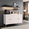 Consola, Hanah Home, Squarel 120, 120x75x32 cm, Alb / Travertin