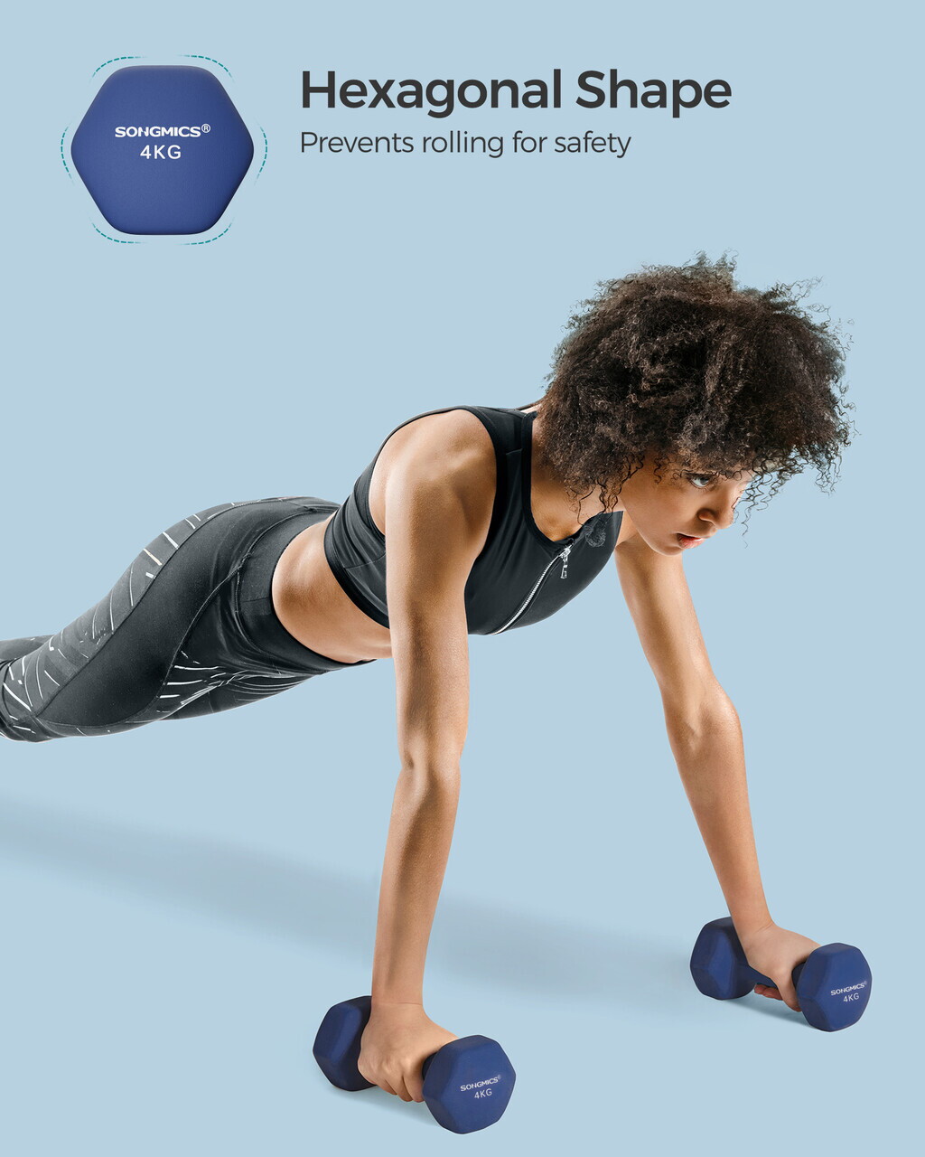 Set gantere 2 x 4 kg, Songmics, neopren, design ergonomic - imagine 5