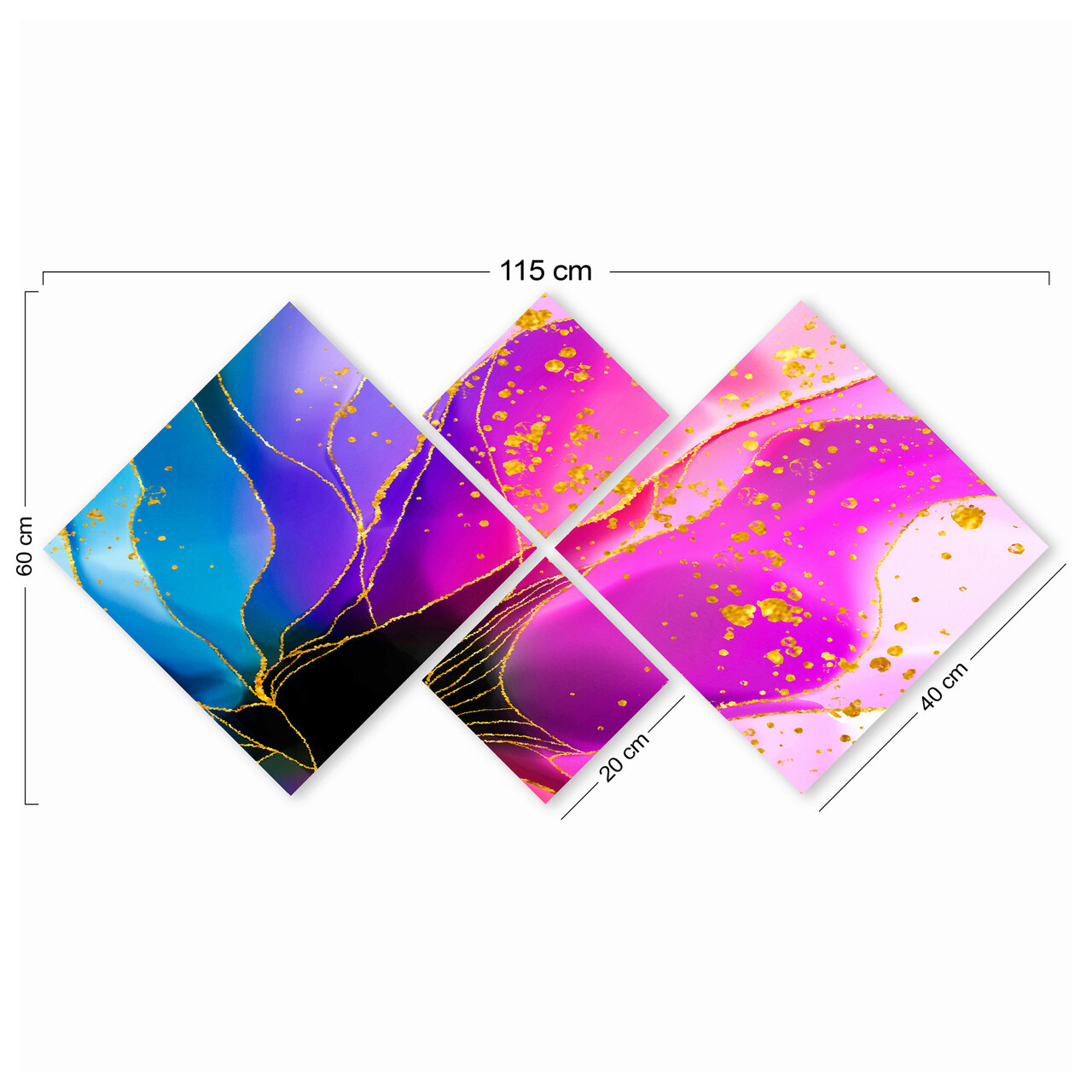 Set 4 tablouri decorative, 4MDF18445391743, MDF, Imprimat UV, Multicolor