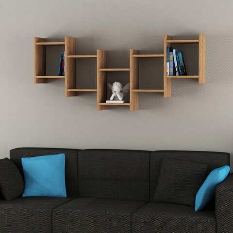Raft de perete, decortie, bat, 151x64x20 cm, stejar