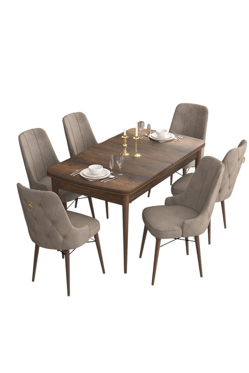 Set masa extensibila si scaune, Hanah Home, Are, Baroc / Cappuccino - view 2