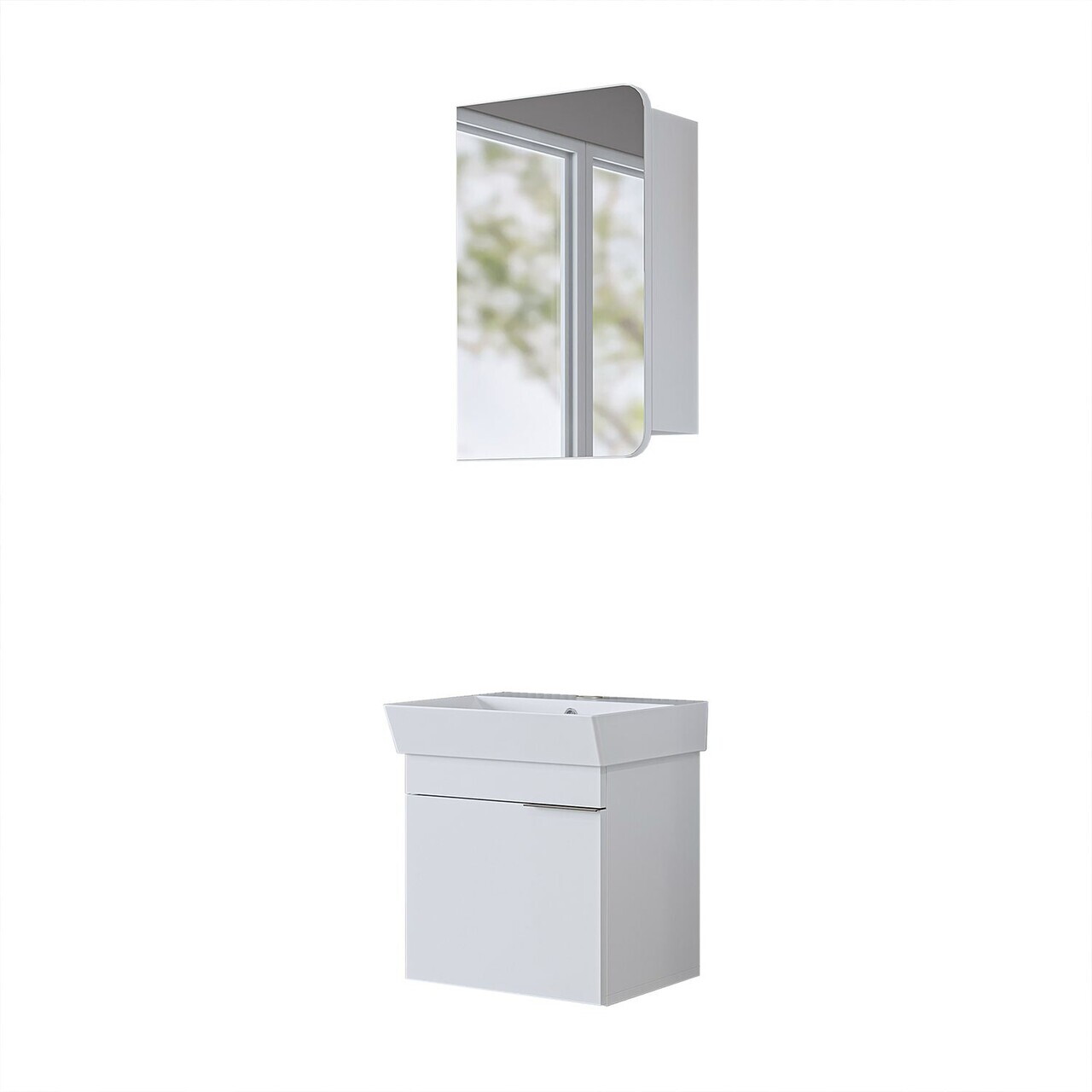 Set Dulap de Baie cu Chiuvetă și Oglindă (2 Piese), Hanah Home, 2915, MDF, Alb — imaginea 6