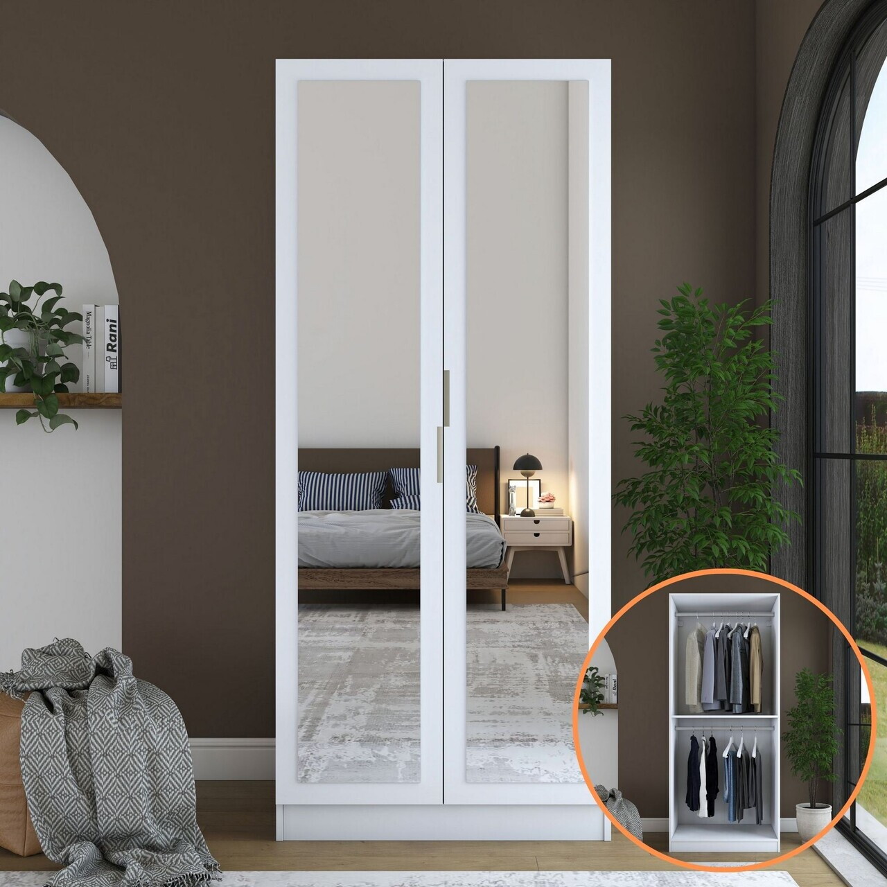 Dulap pentru haine, Hanah Home, BA230, 90x210x57.5 cm, PAL melaminat, Alb - view 4