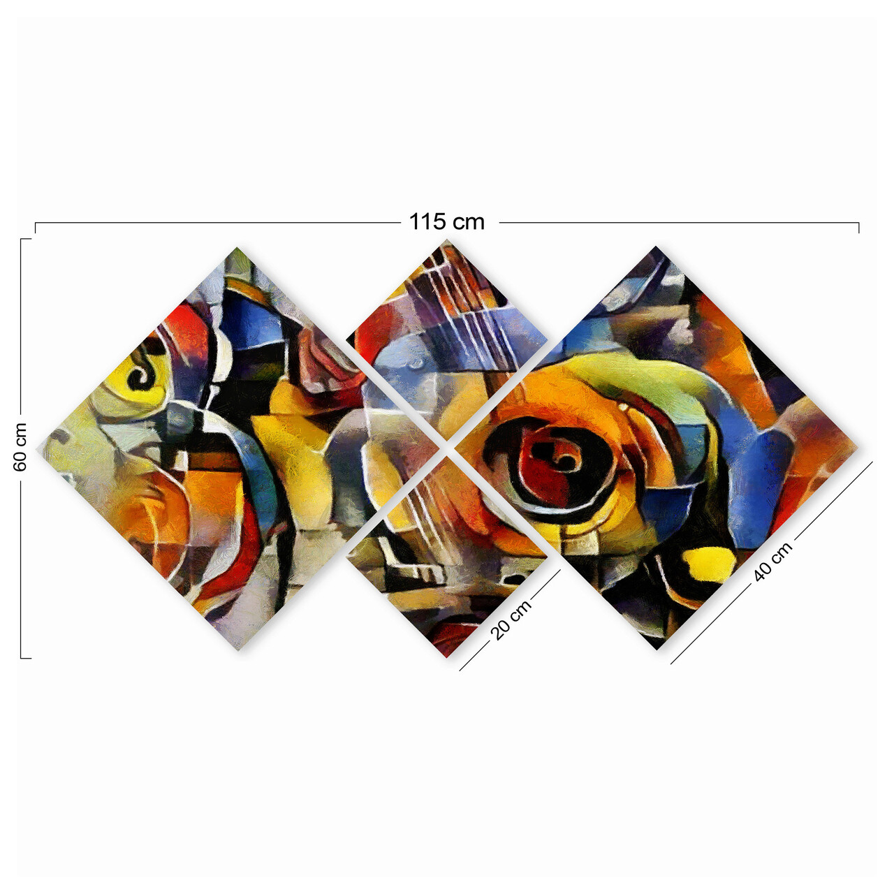 Set 4 tablouri decorative, 4MDF589579217, MDF, Imprimat UV, Multicolor