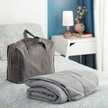 Patura cu greutati pentru o persoana Sweikett, InnovaGoods, 7 kg, 120 x 180 cm, poliester/perle de sticla, gri