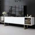 Comoda TV, Bexley, Gold Line, Alb/Auriu