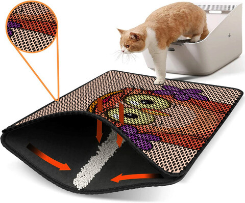 Covoras litiera pentru colectarea granulelor de nisip, Nrszn0259, 45×60 cm, 50% PVC/50% POLIESTER, Multicolor Gravel
