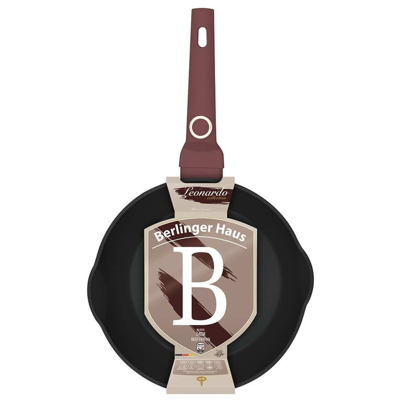 Tigaie adanca Berlinger Haus, Leonardo, 24 cm, 2.3 L, aluminiu forjat, visiniu mat - imagine 3