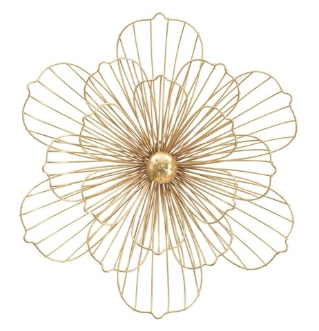 Decoratiune de perete Flower, Mauro Ferretti, 50 x 47 cm, fier, auriu