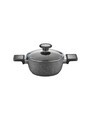 Set vase pentru gatit, Hermia, 868ARY1315, ALUMINIU ACOPERIT CU GRANIT, Capac 1: 20 cm (1 bucată), Negru