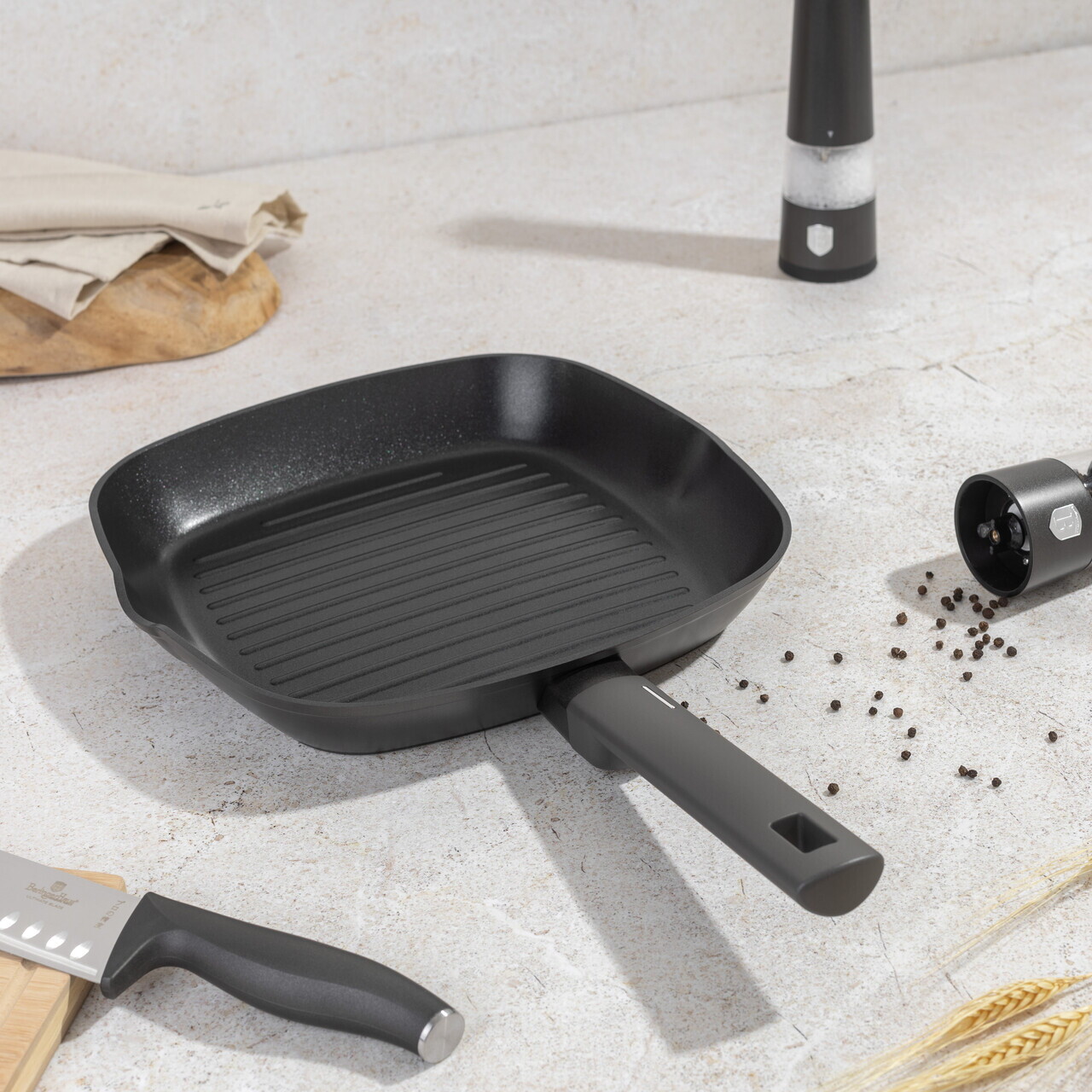 Tigaie grill Berlinger Haus, Anthracite, 28 cm, 2.1 L, aluminiu forjat, antracit mat - imagine 12