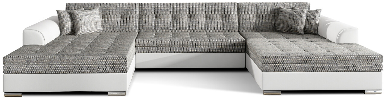 Coltar extensibil 5 locuri, ELTAP, Vento, 359x165x87 cm, lemn/poliester, gri/alb - 2 | YEO