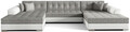 Coltar extensibil 5 locuri, ELTAP, Vento, 359x165x87 cm, lemn/poliester, gri/alb