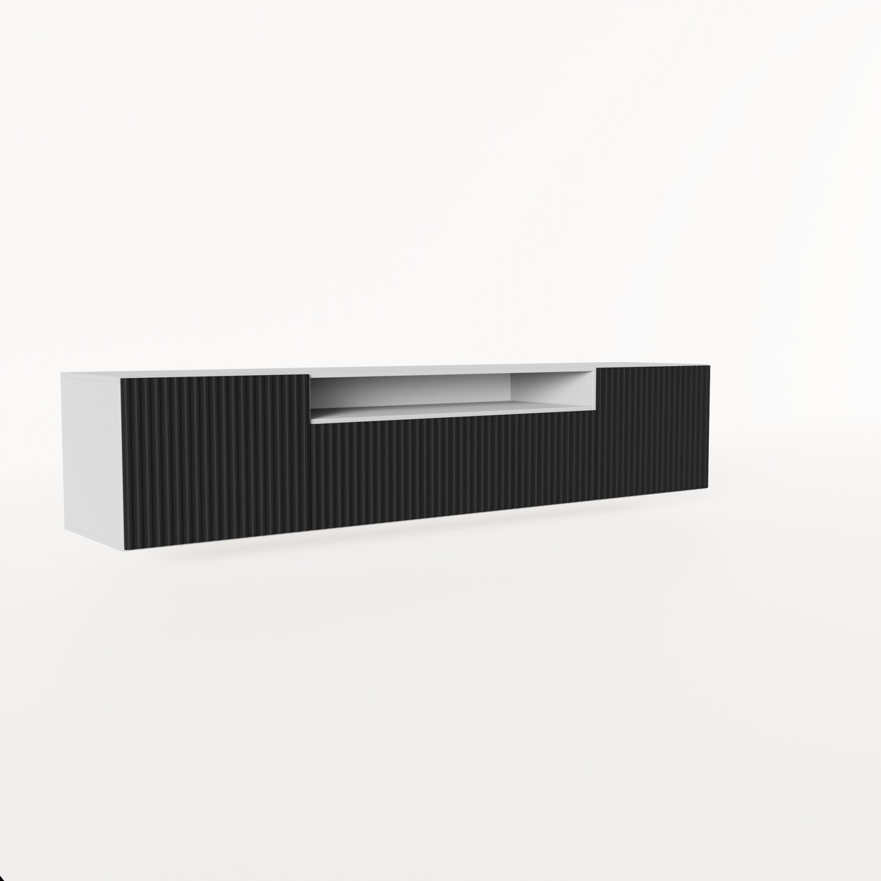 Comoda TV ADRK, Noemi, 200x41x40 cm, PAL melaminat/MDF, negru/alb — imaginea 3