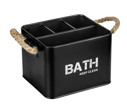 Organizator baie, wenko, gara, 19 x 13 x 12.5 cm, inox, negru