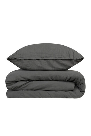 Lenjerie de pat dubla King (FR), 3 piese, Müslin Stonewashed - Castle Rock, Limasso, Bumbac - 1 | YEO