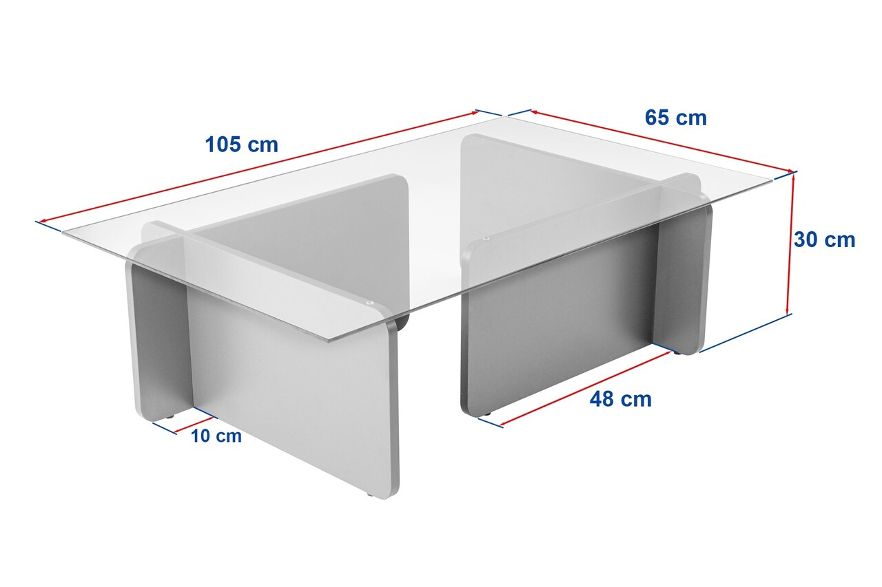 Masuta de cafea, Nordure, Flavio, 105x30x65 cm, Sticla temperata , Antracit
