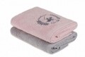 Set 2 prosoape de maini, Beverly Hills Polo Club, 50x90 cm, 100% bumbac, roz/gri