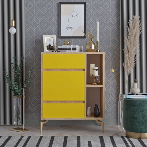 Dulap, mod design, yumİ, 70x86x40 cm, stejar / galben