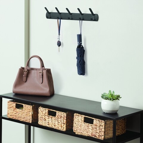 Cuier Holden, iDesign, 5 agatatori, 53.3x6x9, otel, negru mat