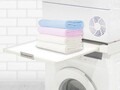 Kit universal de suprapunere a masinii de spalat si a uscatorului de rufe Beper, 60x55x7 cm, lemn laminat, alb