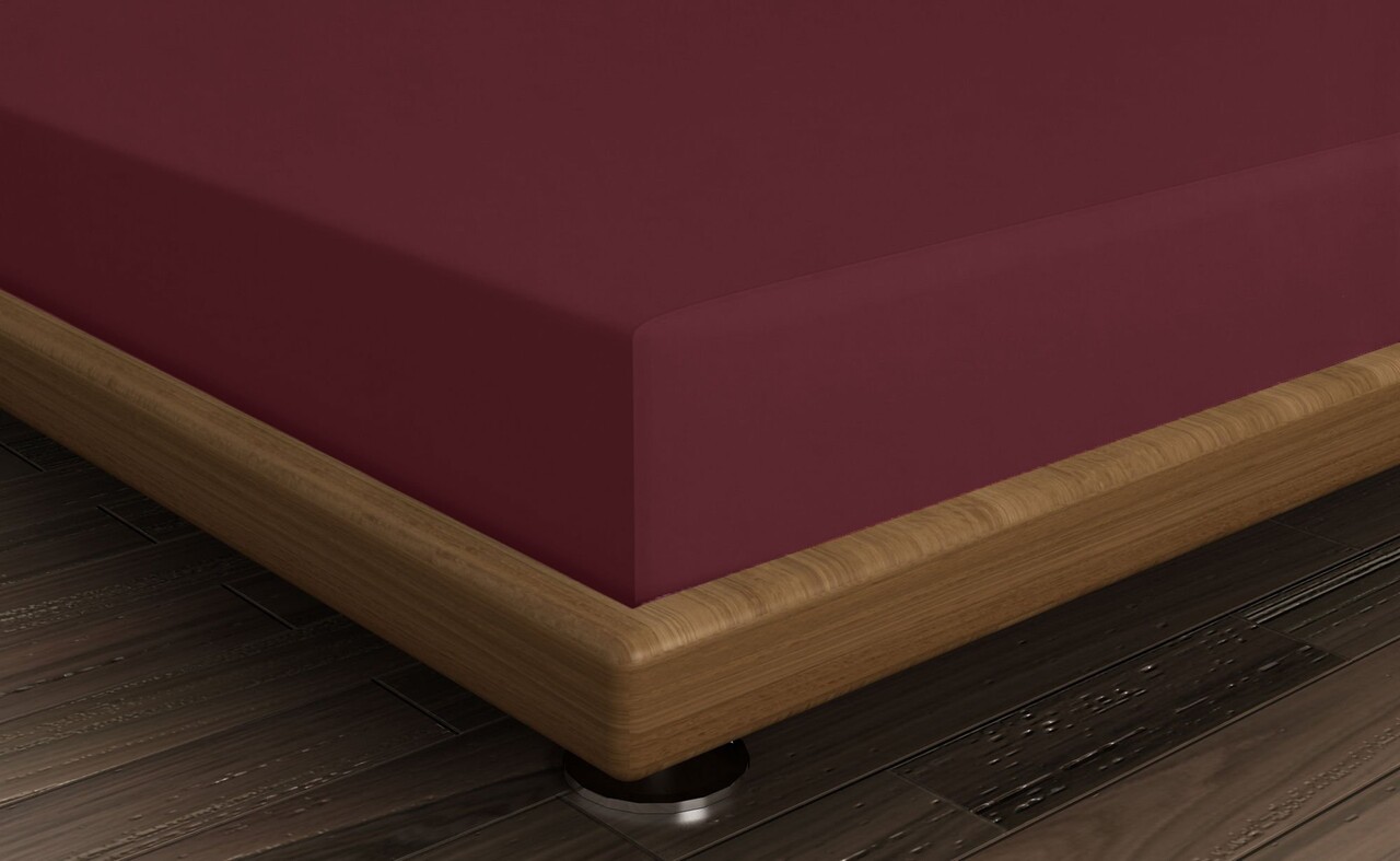 Cearceaf de pat cu elastic Ranforce Single Large (FR), L'essentiel Maison, Maroon, Maro - imagine 2