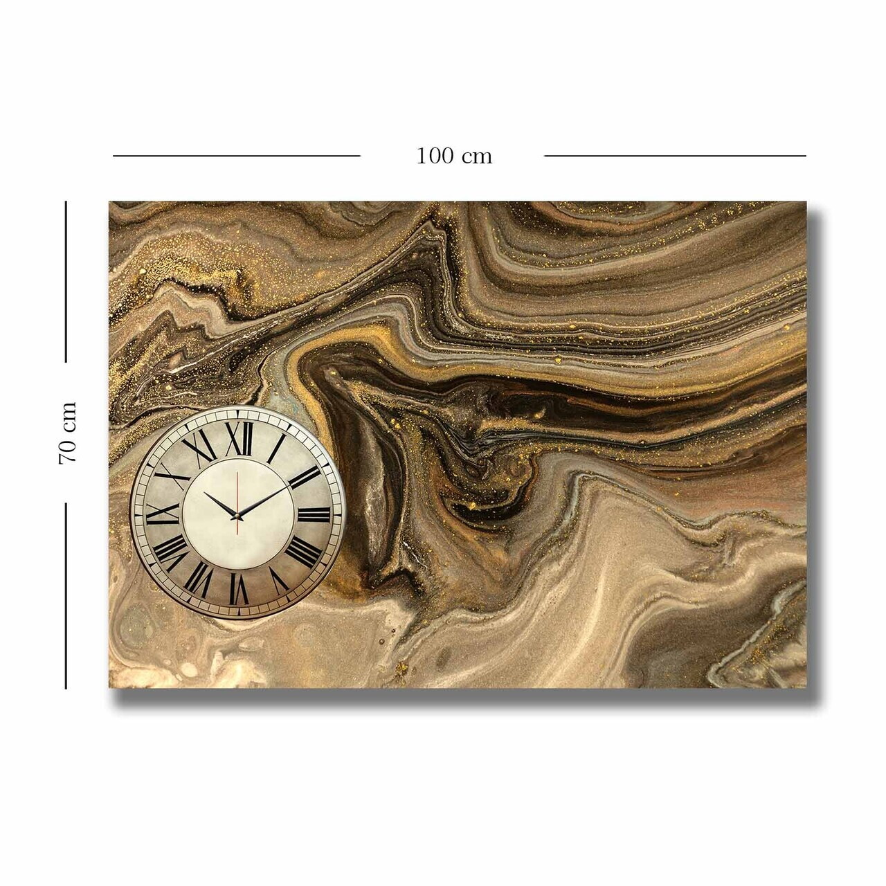 Ceas de perete, 70100CS-040, PÂNZĂ DIN PIELE ÎNTOARSĂ, Dimensiune: 70 x 100, Multicolor — imaginea 3