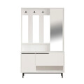 Cuier cu pantofar si oglinda Zerbie, Pakoworld, 112x35.5x178 cm, PAL/sticla/fier, alb/natural