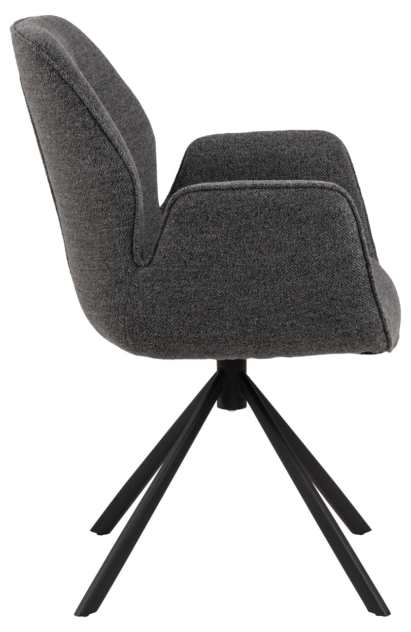 Scaun Aura, Actona, 62x61x90 cm, rotativ, tesatura Boucle/otel, antracit - view 7