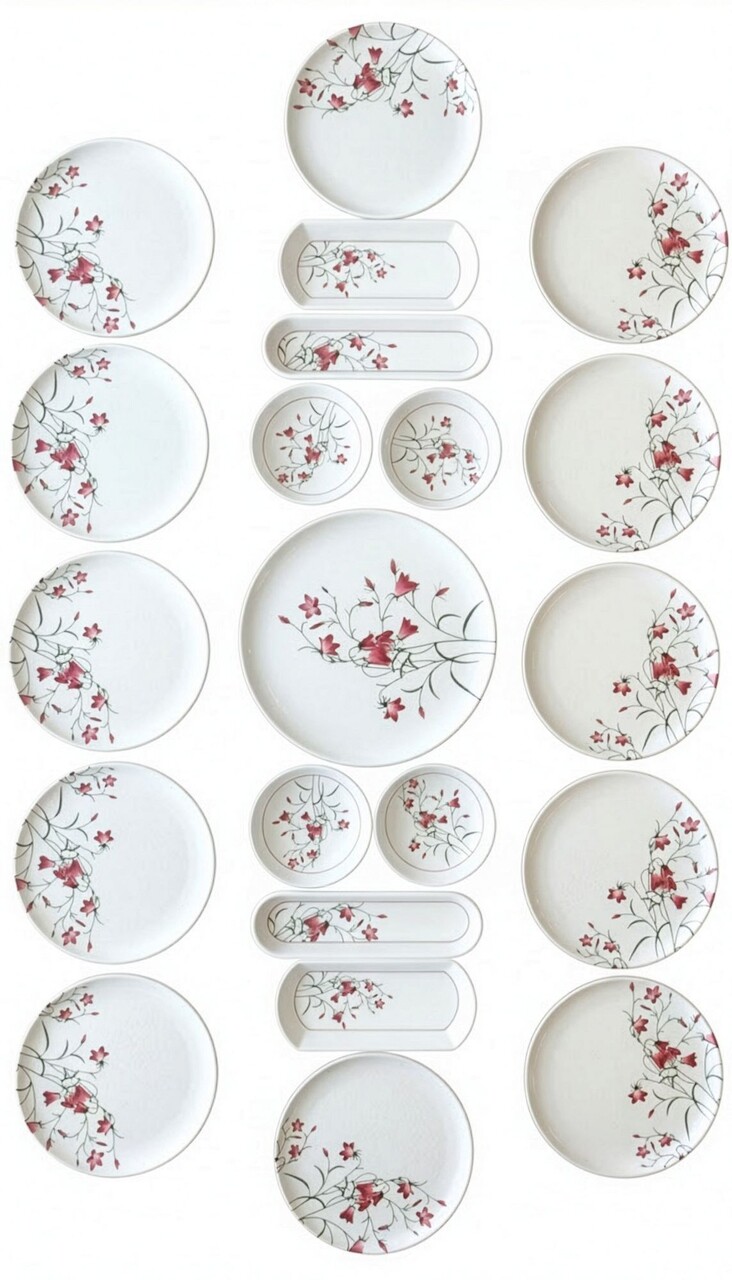 Set de mic dejun (21 de piese), L'essentiel Maison, 759NRE1127, Farfurie de servire: 20 x 20 cm (12 bucăți), Albastru/Alb - view 2