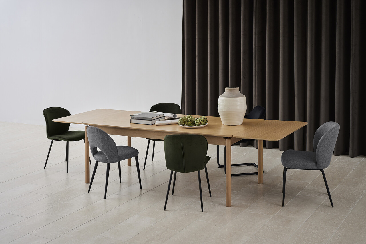 Scaun Evelyn, Actona, 43x58.5x82 cm, tesatura corduroy/otel, verde olive - view 6