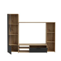 Set mobilier living 4 piese Raalte, Bedora, 220.4x41.3x177.5 cm, PAL/plastic, stejar/negru