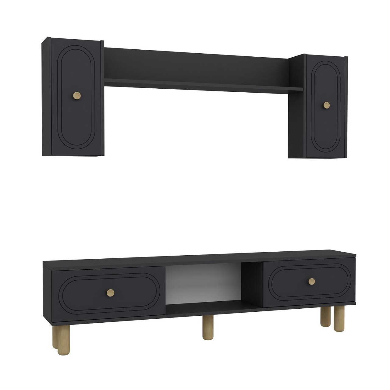 Comoda TV, Hanah Home, Polen Bohem, 150x44.6x29.6 cm, PAL , Antracit - imagine 4