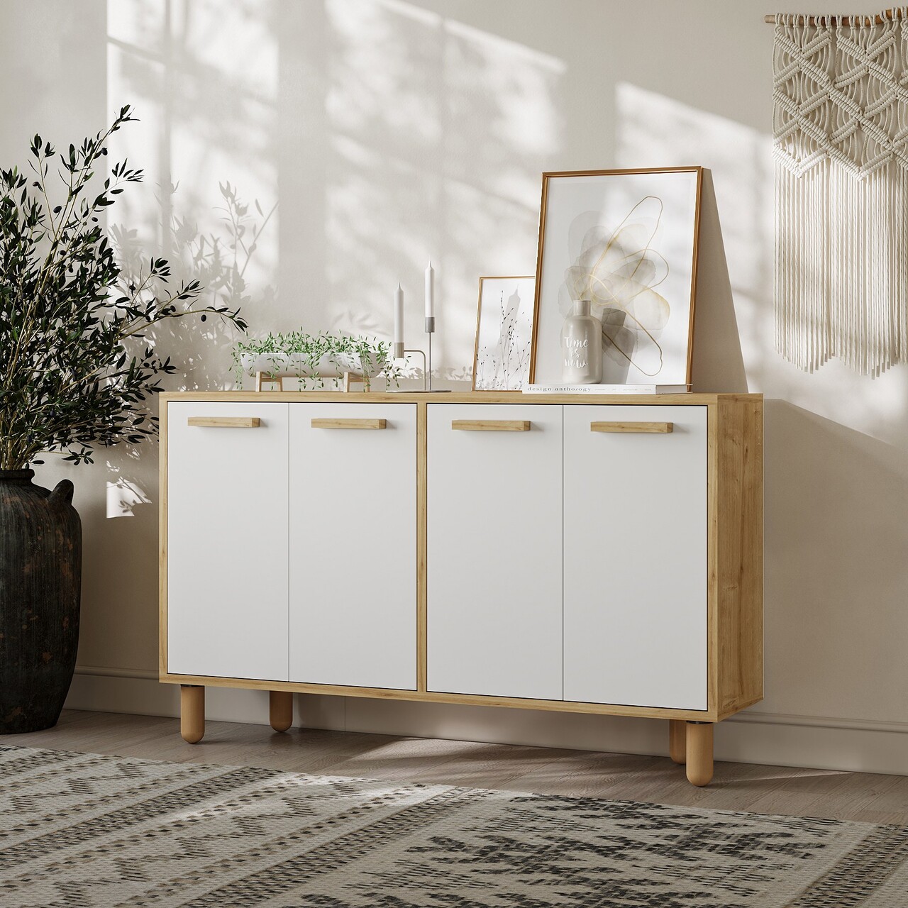 Consola, Odessa, Venedik, 120x73.6x29.6 cm, Stejar Safir / Alb - 1 | YEO