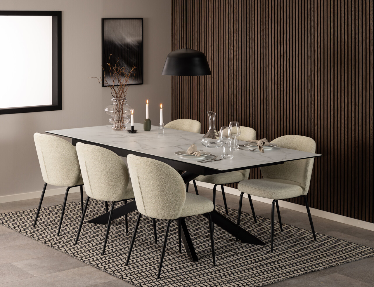 Scaun Patricia, Actona, 52x57.5x82 cm, tesatura Boucle/otel, crem - view 5