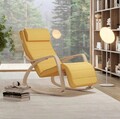 Scaun balansoar reglabil in 5 pozitii, Songmics, 67x121.5x84 cm, max 150 kg, lemn de mesteacan/policoton, galben pastel/natural