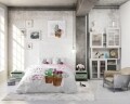 Lenjerie de pat dubla Love Your Cactus White - Sleeptime, Royal Textile, 3 piese, 200 x 220 cm, amestec bumbac, multicolora